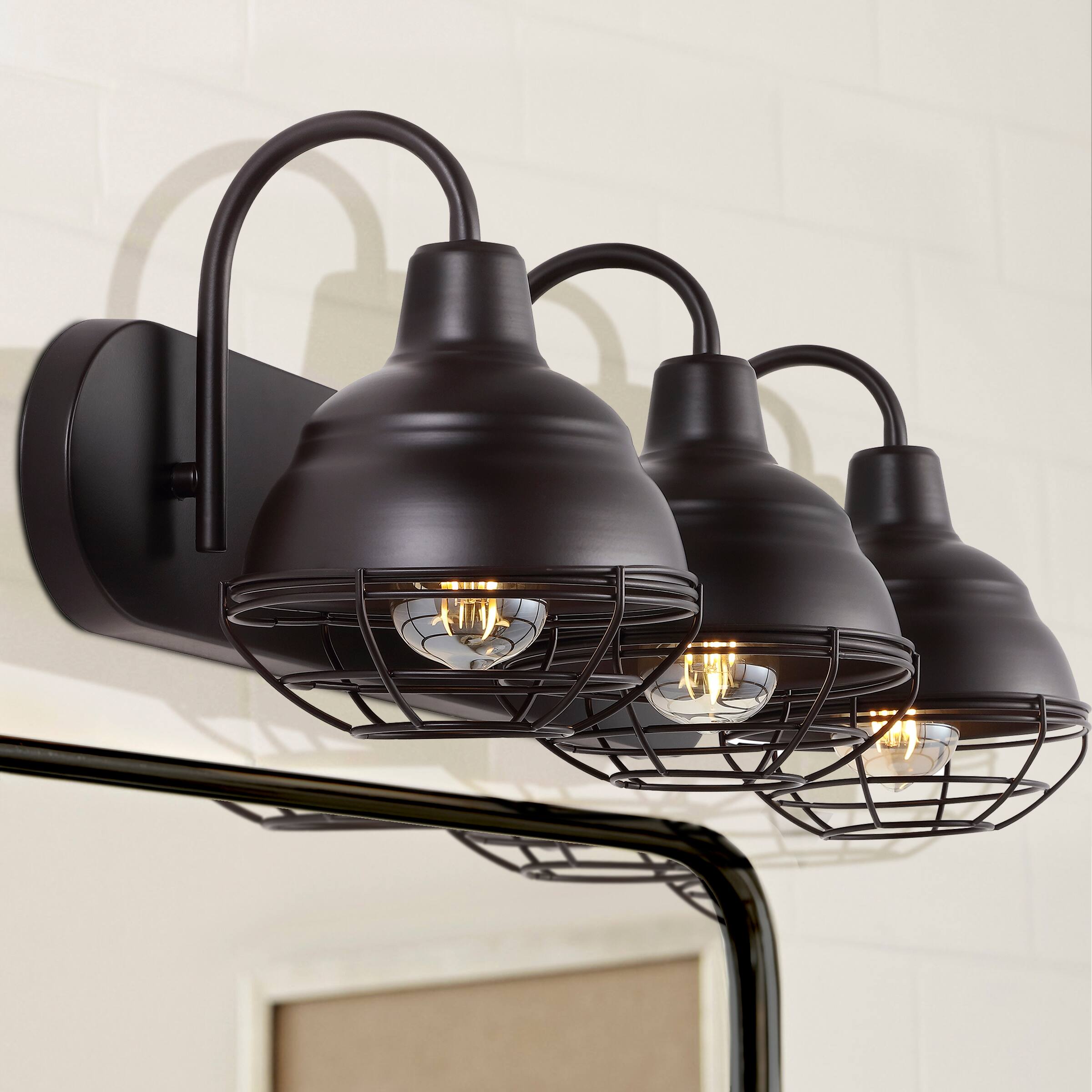 Alt View 1. Jonathan Y - Levi 24.5" 3-Light Industrial Farmhouse Iron LED Vanity, Oil Rubbed Bronze - Oil Rubbed Bronze.