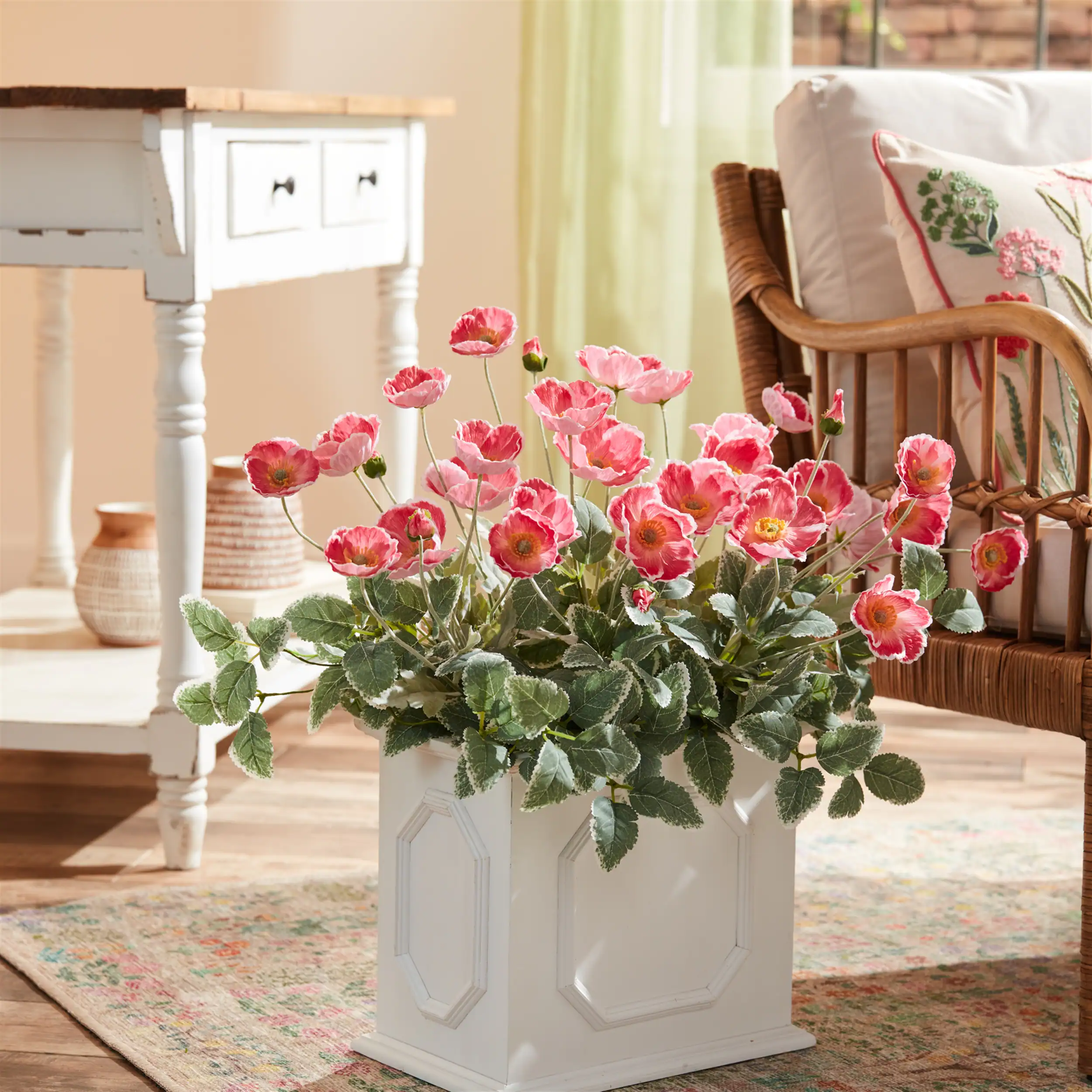 Angle. BreeBe - Poppy Floral Spray (Set of 6) - Red, Green.