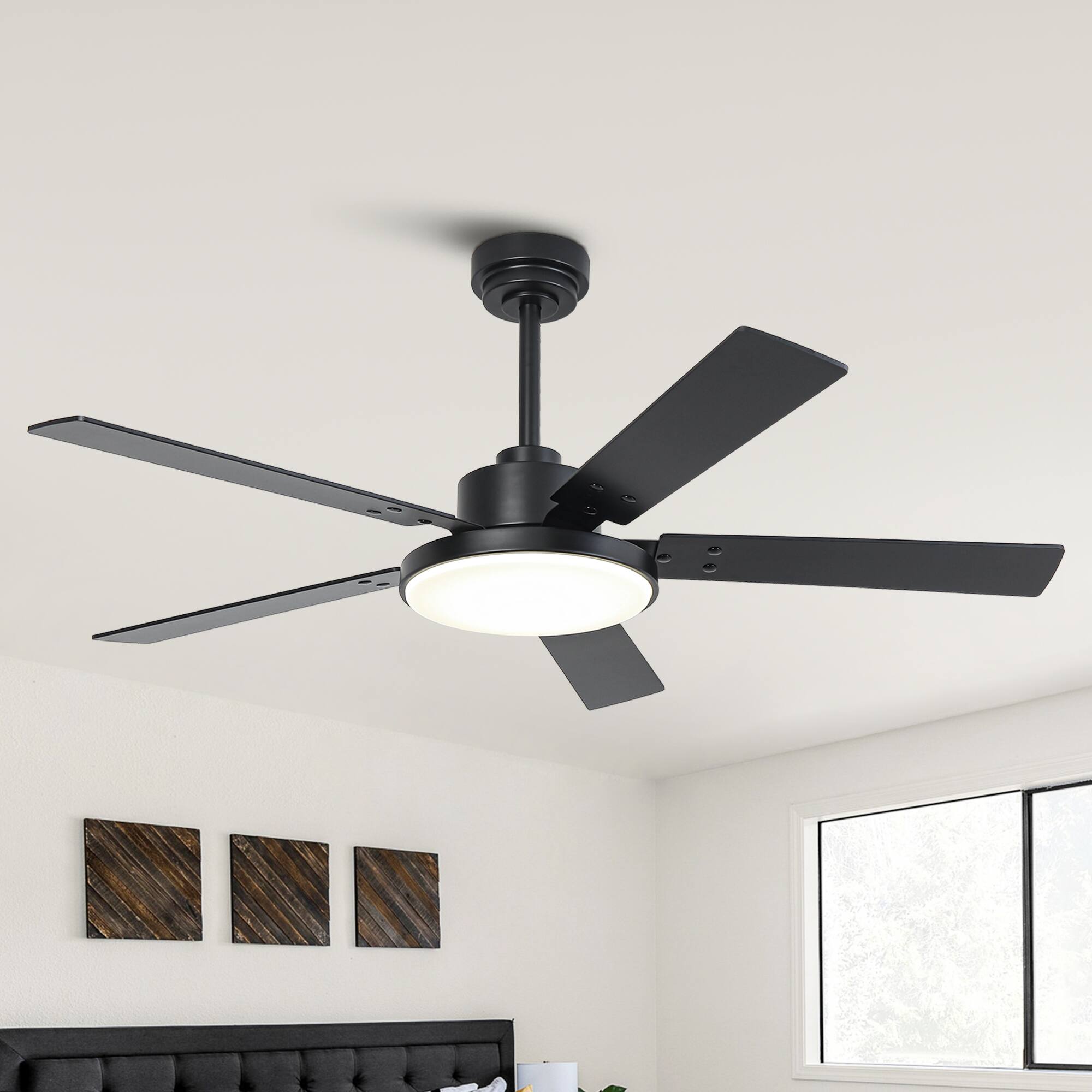 "Vaczon - 52"" Modern 6 Speed DC Motor Ceiling Fan with Light and Remote - Black" price history on PriceWatchPro
