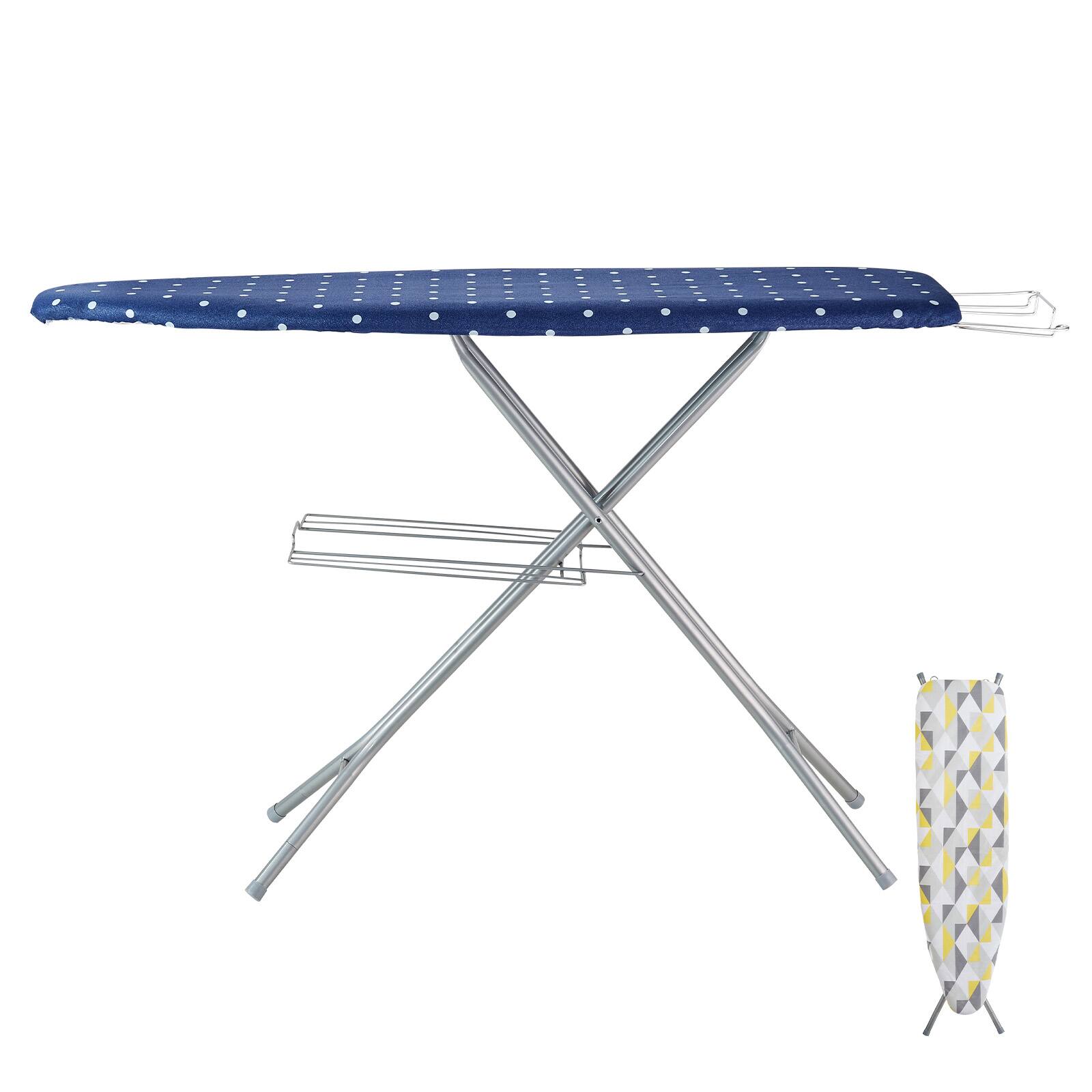 Alt View 5. VEVOR - Ironing Board with Bottom Storage Tray, Thickened 4 Layers Iron Board with Heat Resistant Cover and 100% Cotton Cover - Blue,Silver.