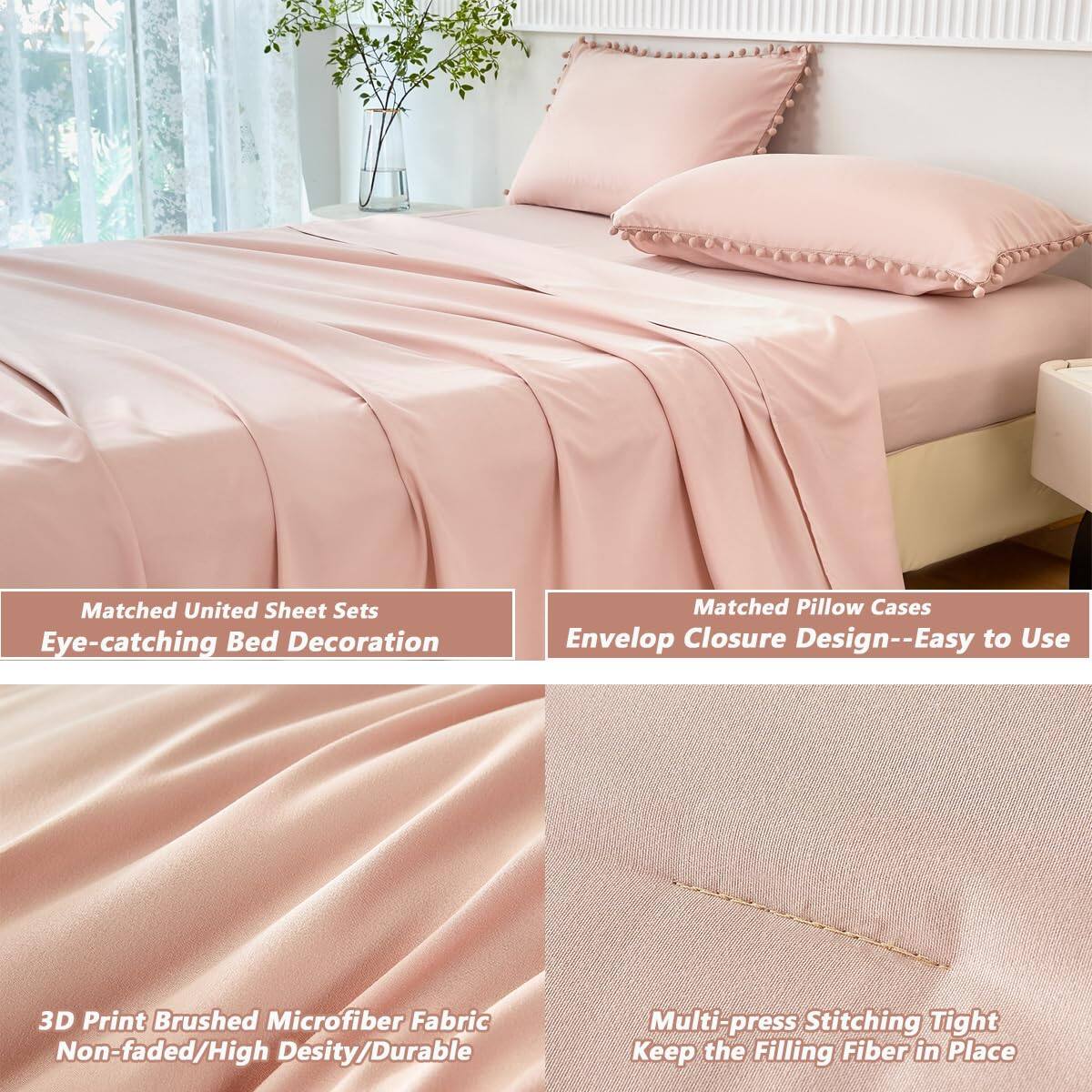 - Matched United Sheet Sets
  - Eye-catching Bed Decoration

- Matched Pillow Cases
  - Envelop Closure Design--Easy to Use

- 3D Print Brushed Microfiber Fabric
  - Non-faded/High Density/Durable

- Multi-press Stitching Tight
  - Keep the Filling Fiber in Place