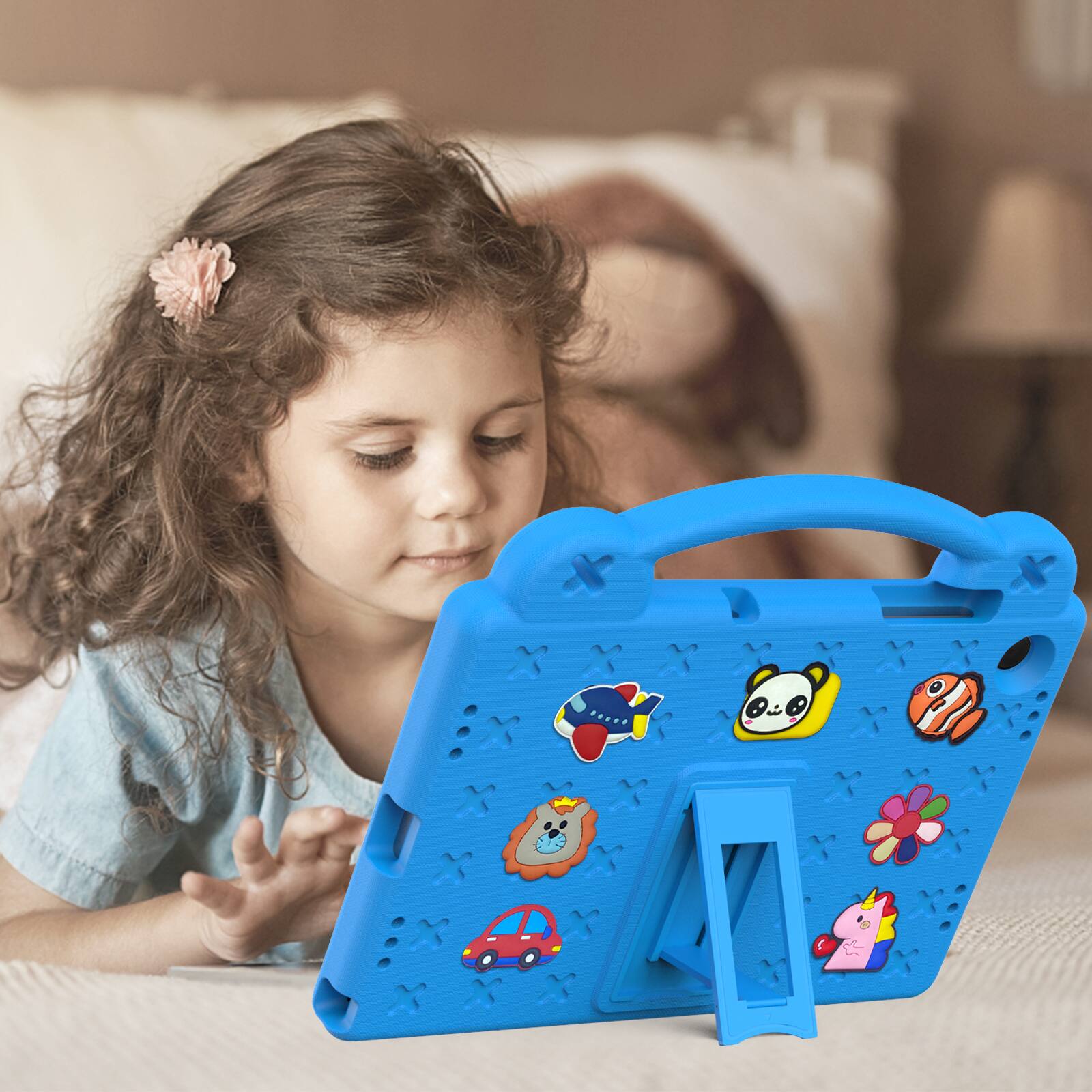 Alt View 3. UUCOVER - Kids Case for Samsung Galaxy Tab A11+ 11-inch 2025 (SM-X230/X236/X238),Shockproof EVA Case Handle Adjustable Stand Cover - Skyblue.