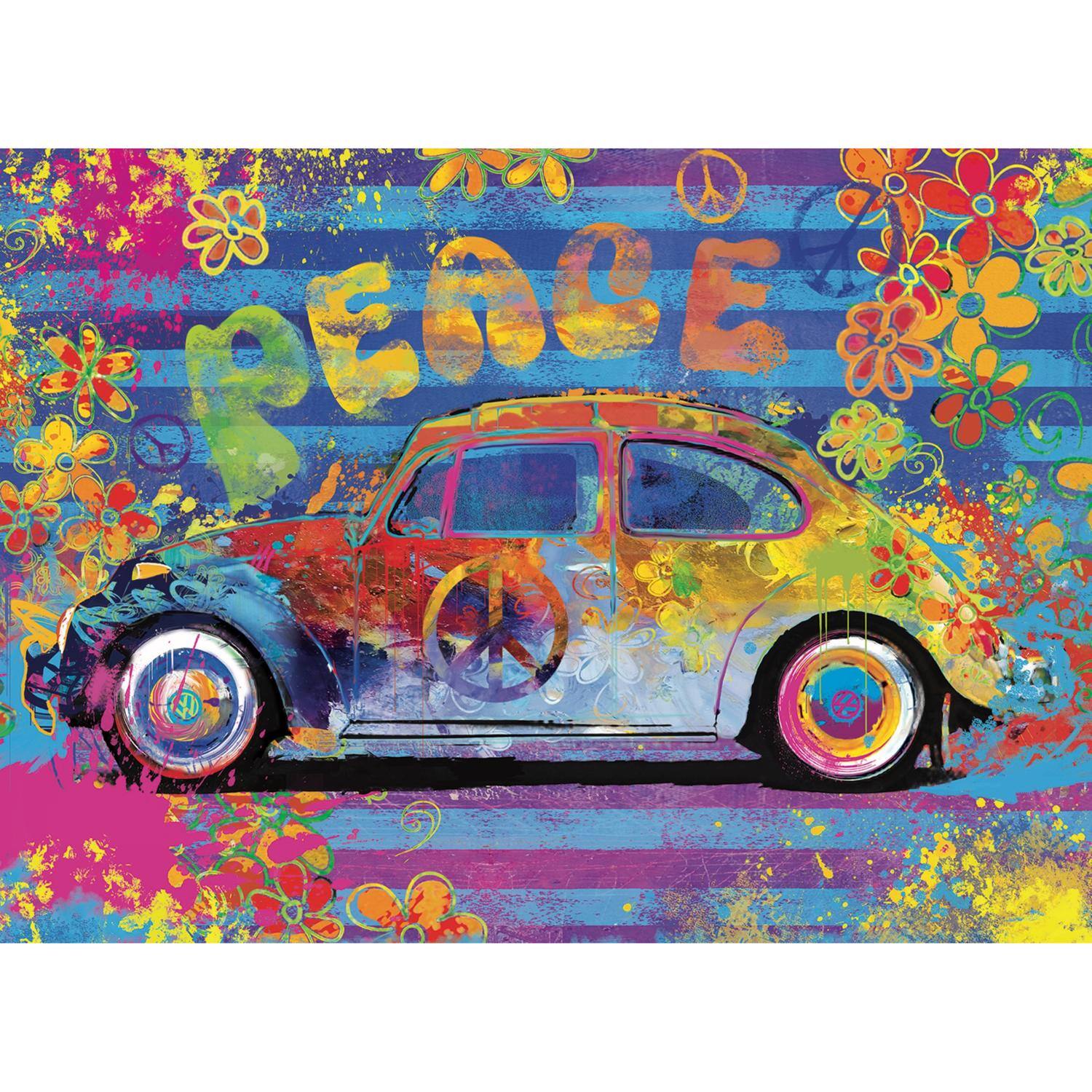 Left. Eurographics - Eurographics VW Beetle Splash Buggy Collectible Tin With Puzzle Multicolored 550 pc.