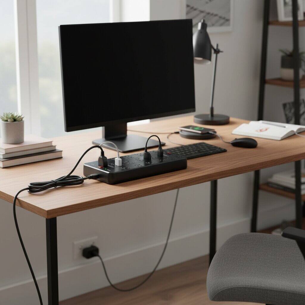 Alt View 2. Dazzed Corner - Surge Protector Power Strip with 22 Outlets,6.5 FT Flat Plug Heavy Duty Extension Cord - Black.