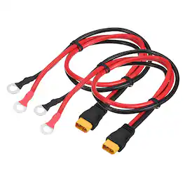Unique Bargains - 2pcs XT60 to O Ring Terminal Cable, 10AWG 2FT XT60 Male 600V to O Ring for Lithium Battery/Solar/Drone - Black/Red