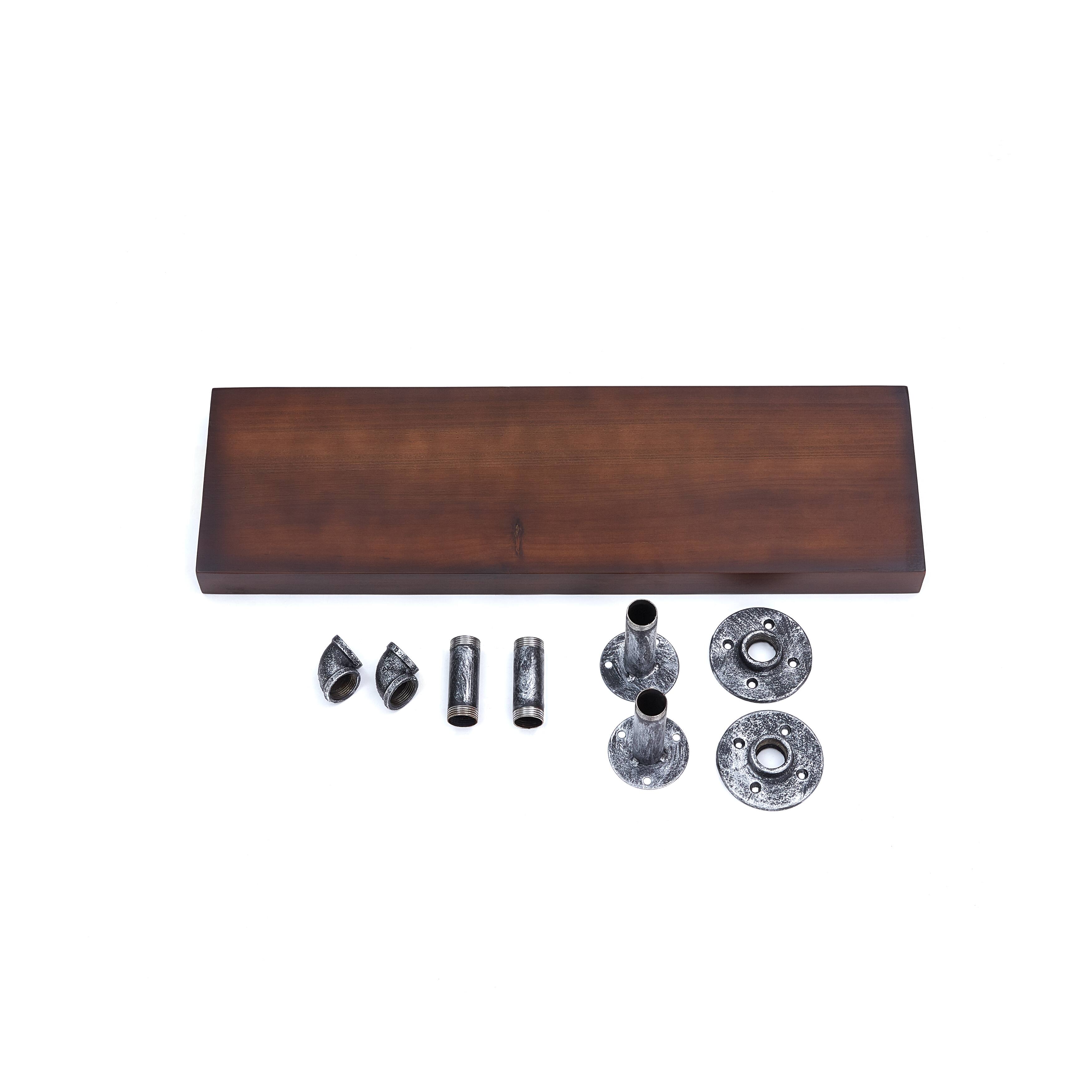 Alt View 2. Danya B - 24" x 7" Floating Pipe Industrial Wall Shelf – Umber Mocha - Umber Mocha.