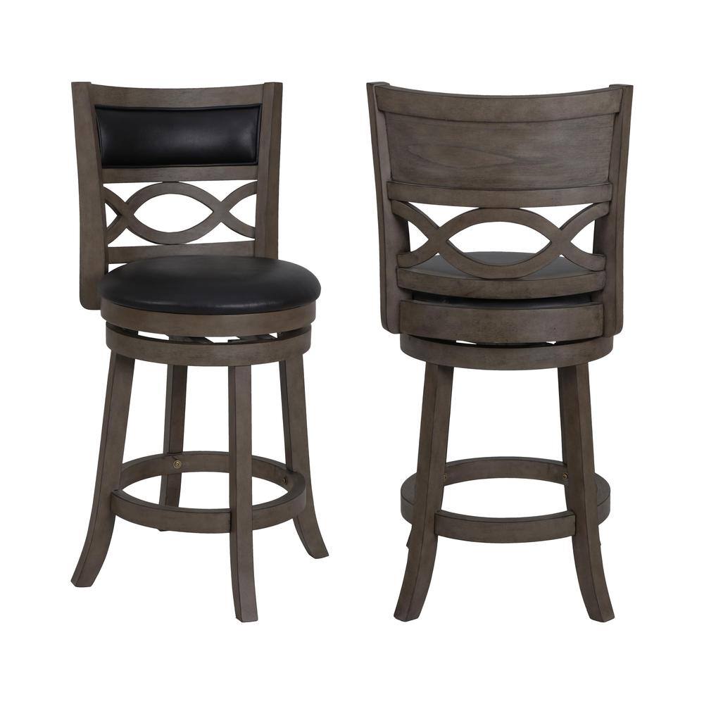 Alt View 2. New Classic Furniture - New Classic Manchester Gray Wood Swivel Counter Stool with PU Seat - Dark Gray.