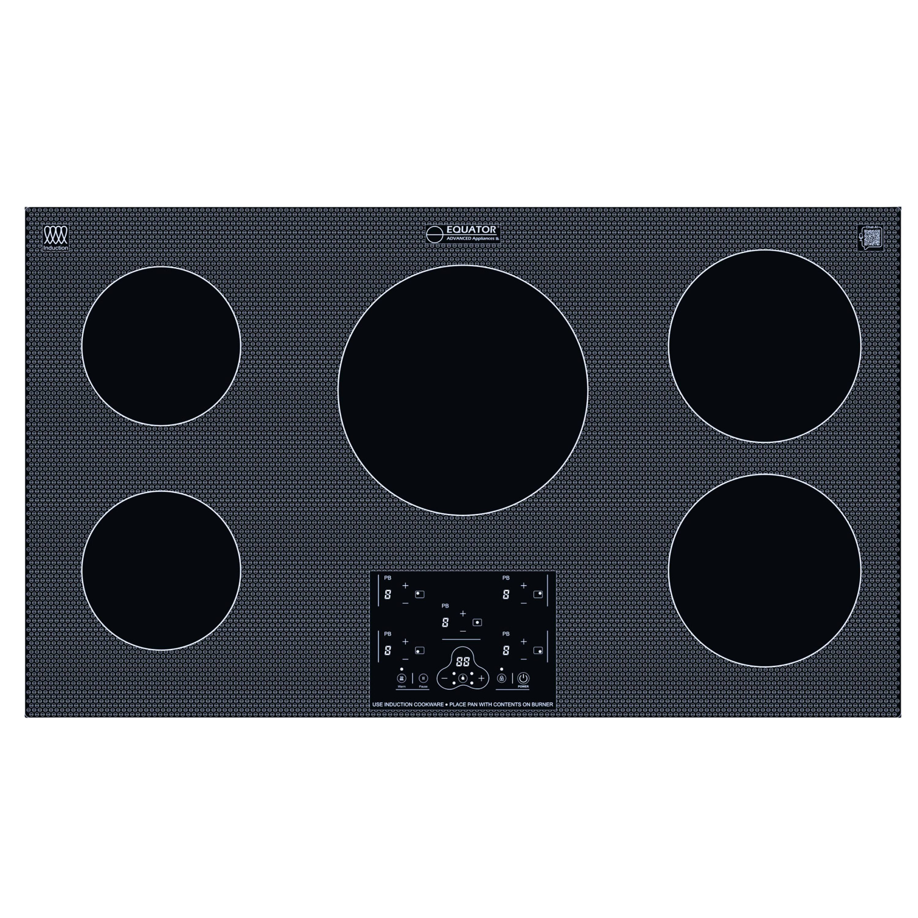 Equator - 36" Built-In/Freestanding | 5 Burner Induction Electric Cooktop POWER BOOST | Auto Power Sharing 220V - Black
