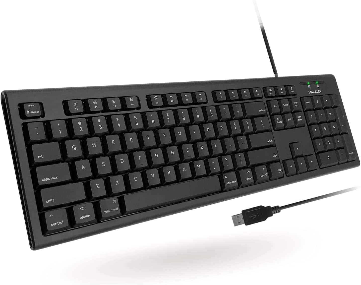Macally - Full Size Wired Mac Keyboard - Compatible with All Macs with USB Port - Black