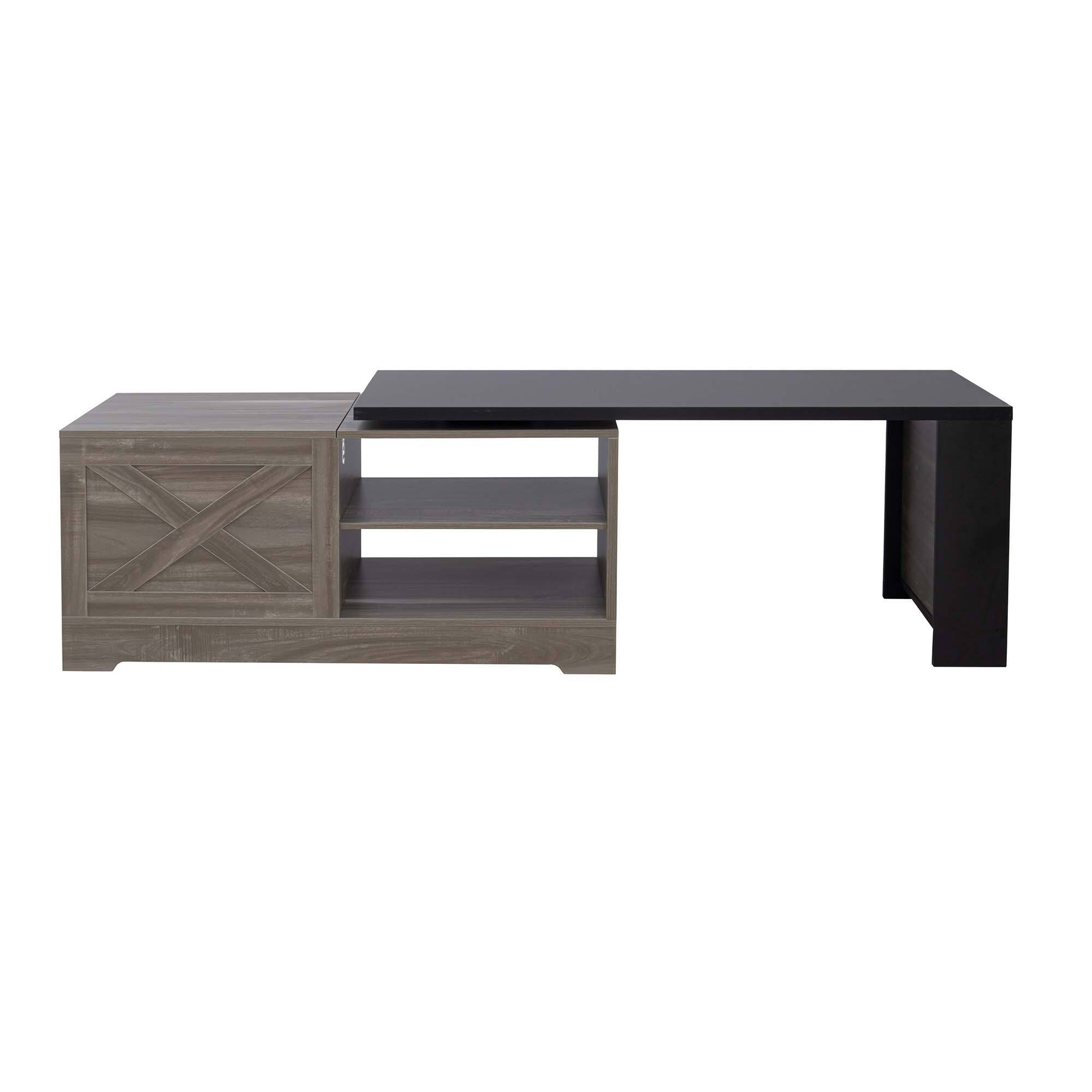 Alt View 6. Forest'nSky - Brown Lift Top Coffee Table With Barn Doors, Large Hidden Storage Space - Brown.