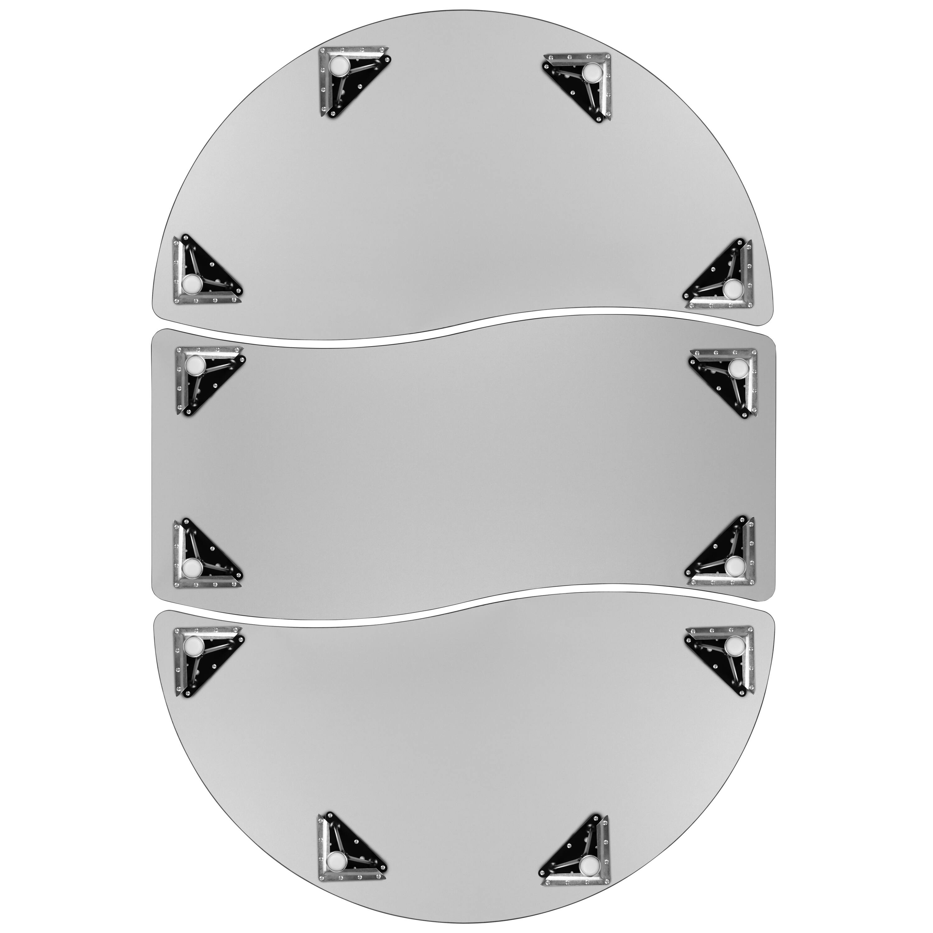 Alt View 8. Emma + Oliver - 3 Piece 86" Oval Wave Collaborative Grey Adjustable Activity Table Set - Oak.