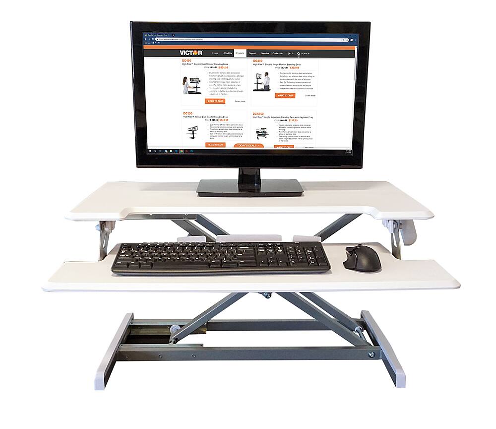 Alt View 12. Victor - Compact Height Adjustable Standing Desk Convertor with Keyboard Tray - White.