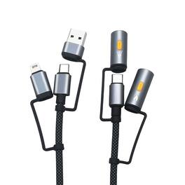 Topteng - 240W 6-in-1 Rugged Charging Cable - with Windproof Arc Lighter, Emergency Light & Fast Charge - Black