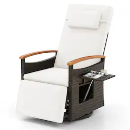 Costway - Outdoor 360° Swivel Rattan Recliner Chair Patio Wicker Chaise Lounge Chair - Mix Brown,White