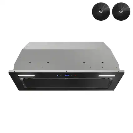 Front. Streamline - 28 in. Lemina Ductless Insert 350 CFM Range Hood, Mesh Filters, Touchpad Control, LED Lights - Glossy Black.