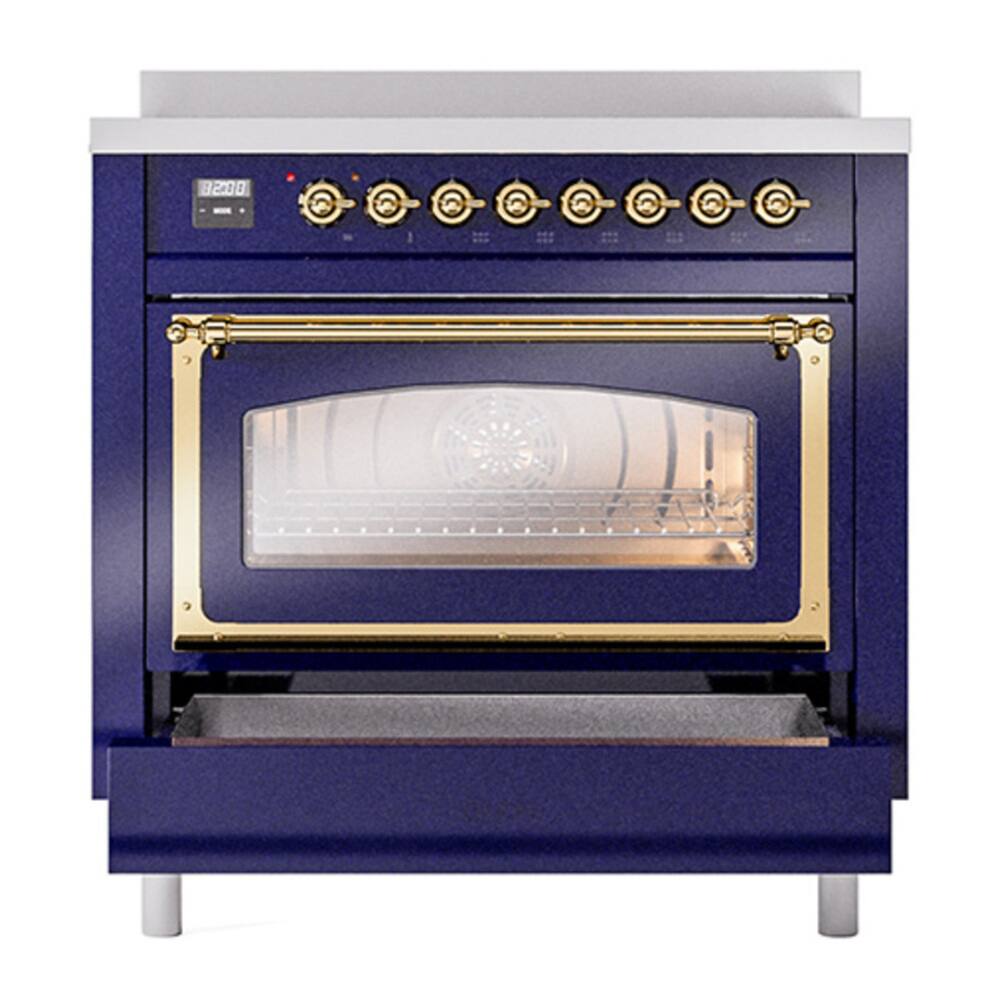 Alt View 3. ILVE - ILVE Nostalgie II 36 inch Induction Range with 5 Induction Elements (Midnight Blue) - Midnight Blue.