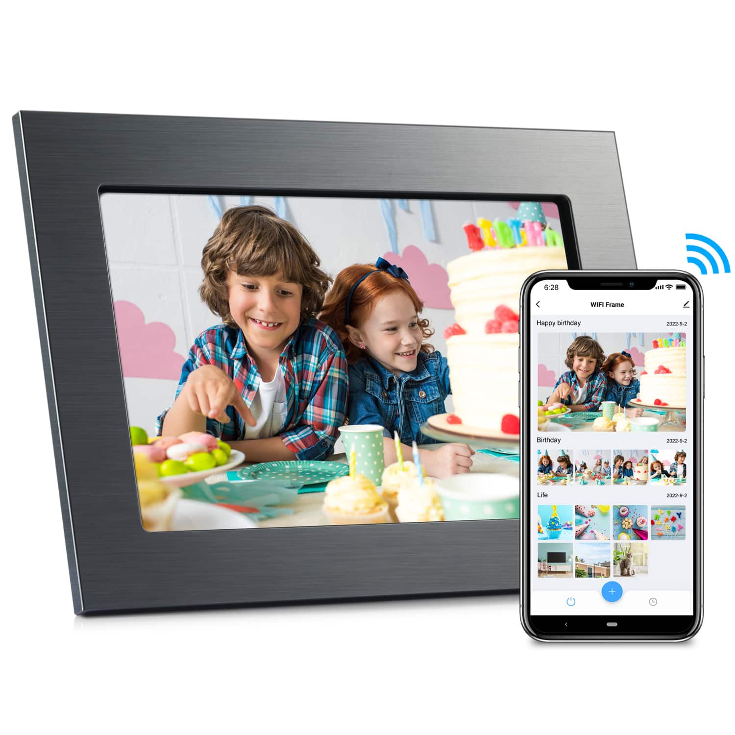eco4life - 10.1" WiFi Digital Photo Frame with Elegant Metal Frame
