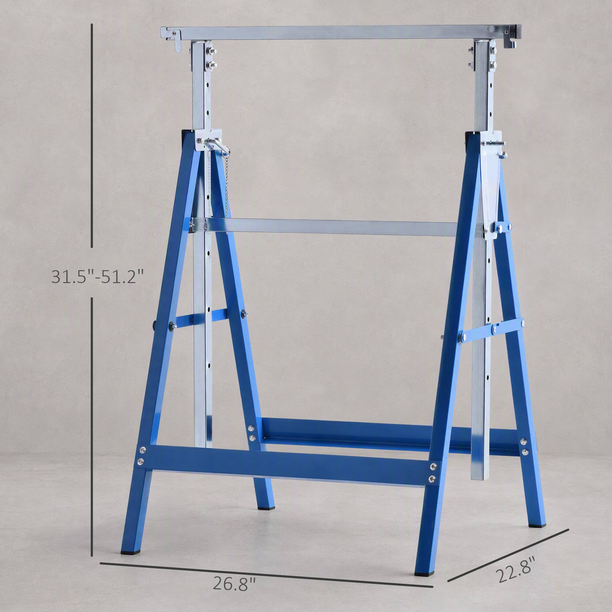 Homcom of 2 Adjustable Telescopic Builders Trestle, DIY Steel Work ...
