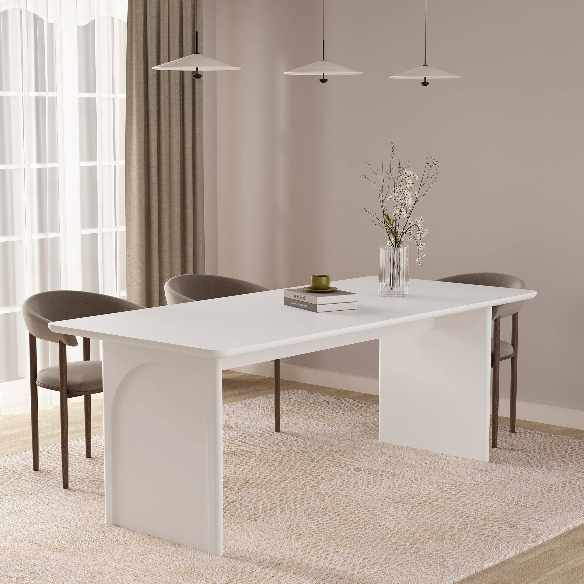 Angle. Manhattan Comfort - Ella Modern 79" Dining Table - White.