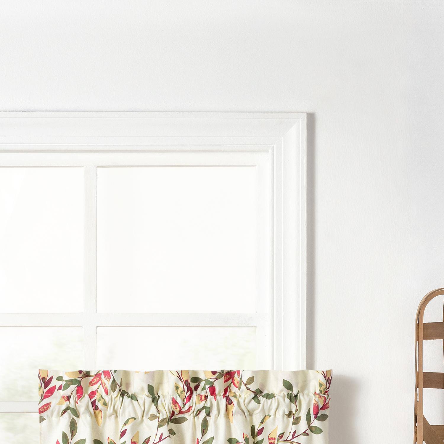 Left. Ellis Curtain - Ellis Vintage Stylish Medium Scale Printed Vine Pattern 1.5" Rod Pocket Tier for Windows 56"x24" Pecan - Pecan.