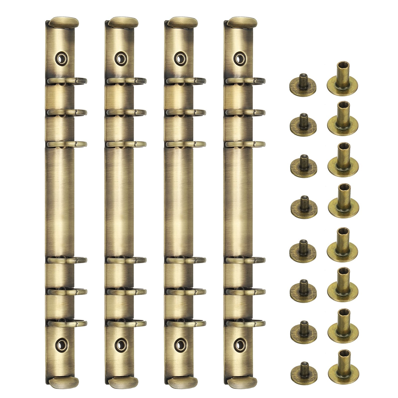 Unique Bargains - 4 Sets 6-Hole Ring Binder, A5 20mm Book Binding Kit Planner Maker Binder Ring Clip Mechanisms with Screw - Copper