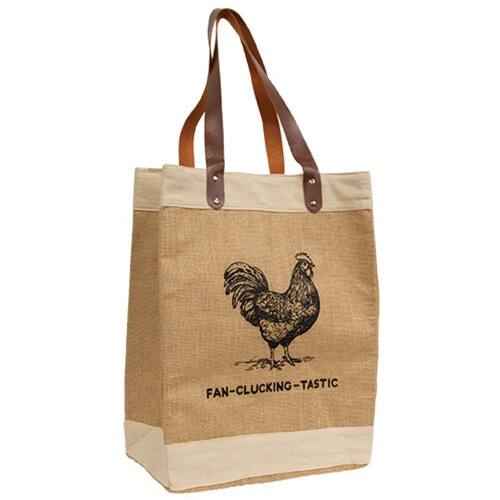 Front. BreeBe - Fan-Clucking-Tastic Jute Tote - Multi.