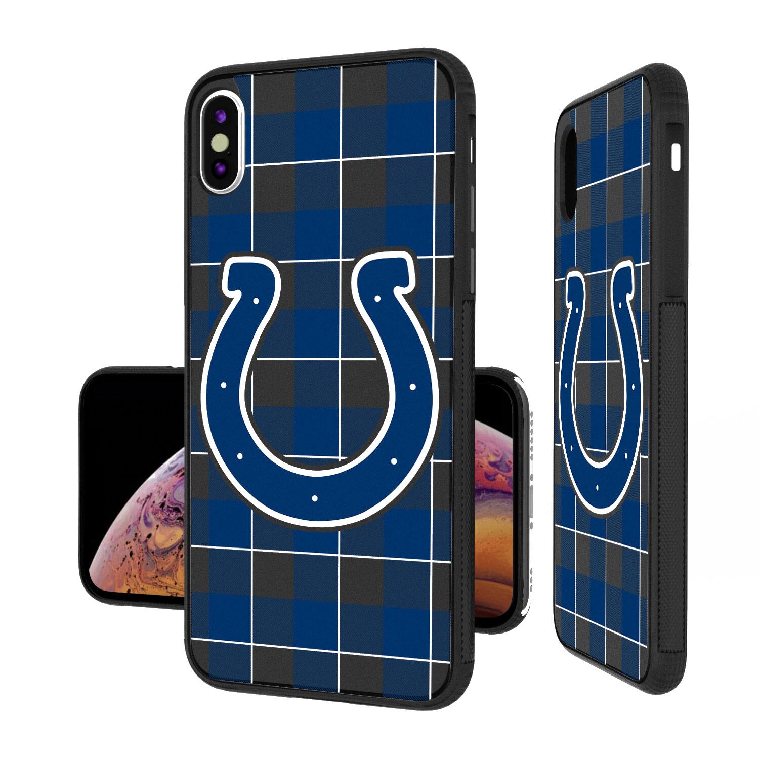Alt View 1. Keyscaper - Indianapolis Colts iPhone Plaid Design Bump Case - XR - Multicolor.
