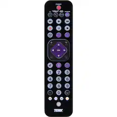 Front. TERK - Rechargeable 4-Device Backlit Universal Remote - Black.