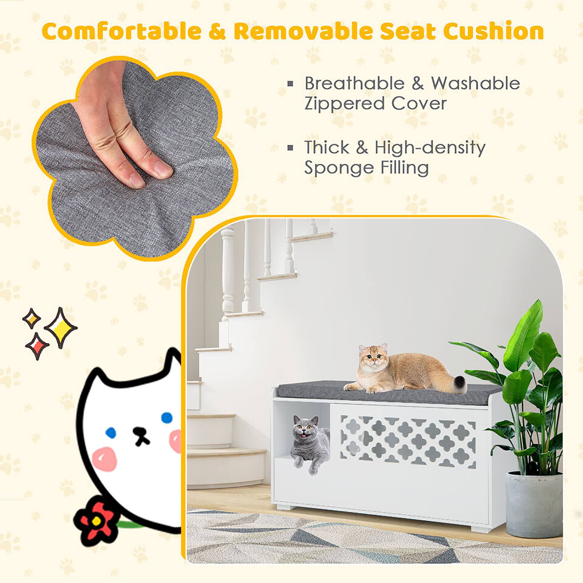 Comfortable & Removable Seat Cushion

- Breathable & Washable Zippered Cover
- Thick & High-density Sponge Filling