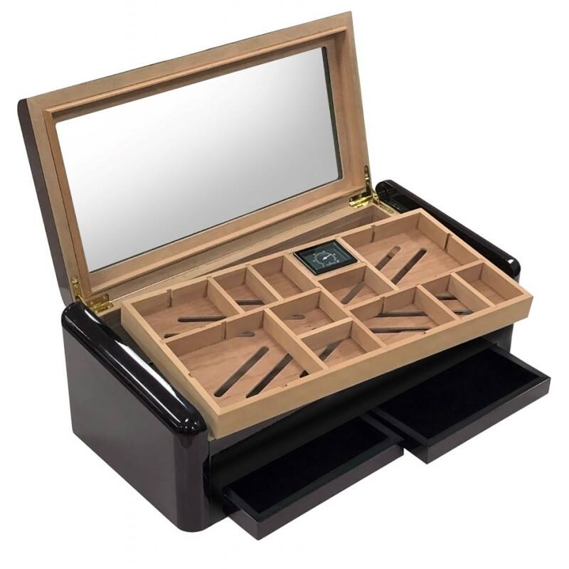 Left. Prestige - The Baldwin Humidor - High Lacquer Jet Black Finish.