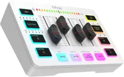 FIFINE USB Audio Interface- RGB Audio Mixer for Gaming, Streaming - White - Front_Zoom