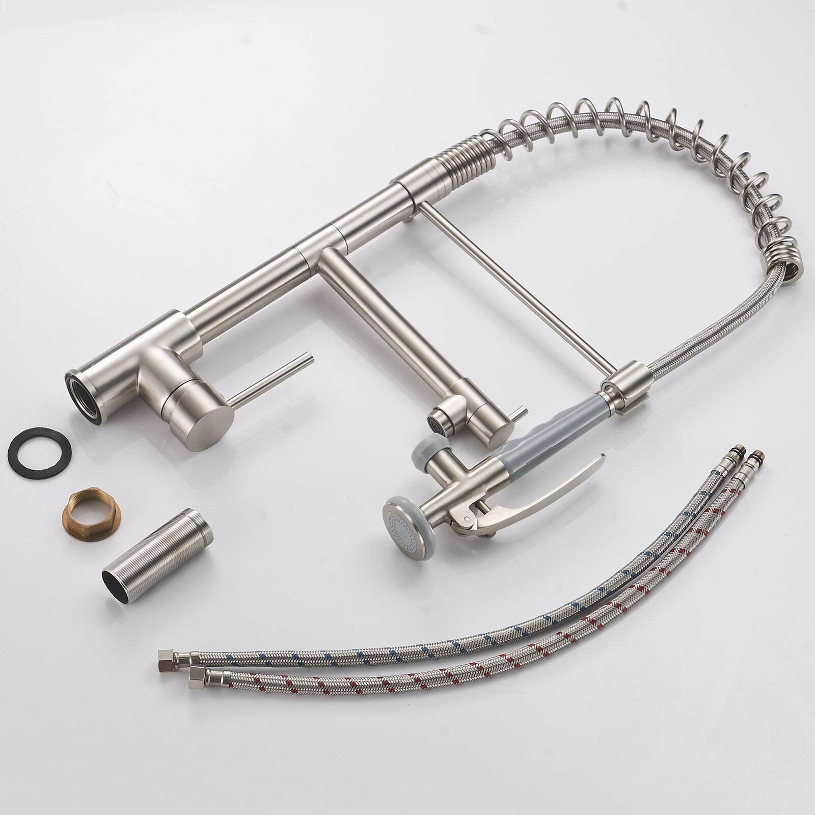 Alt View 3. Boyel Living - Contemporary Single Handle Gooseneck Pull Down Sprayer Kitchen Faucet Brushed Nickel - Brushed Nickel.