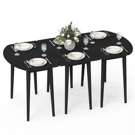 Costway - Extendable Dining Table Set with 2 Half-Round & 1 Rectangular Tables for 6-8 People - Black