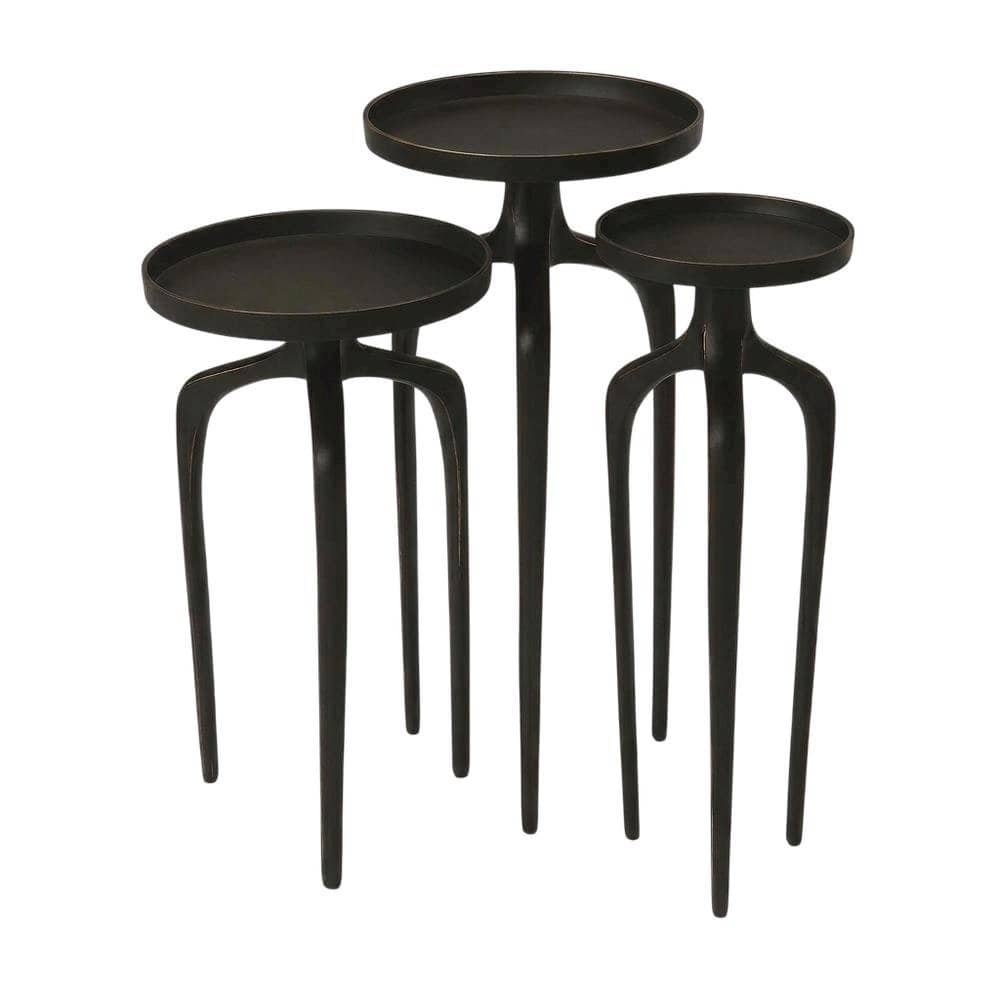 Starlight Canyon Home - Round Modern Side Table Set of 3, Contemporary Accent Table for Living Room - Black