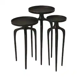 Starlight Canyon Home - Round Modern Side Table Set of 3, Contemporary Accent Table for Living Room - Black