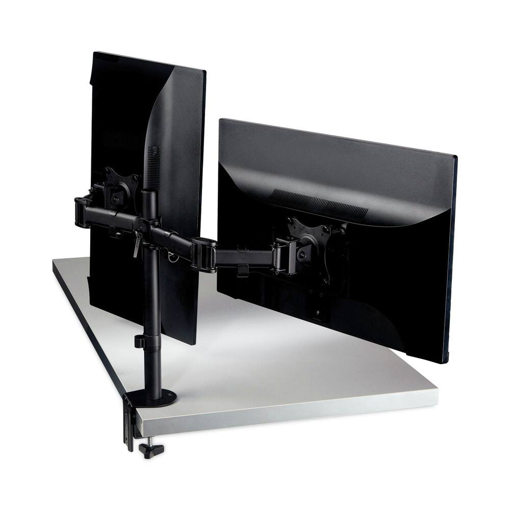 Angle. 3M - 360 Degree Rotation +45 Degree/-45 Degree Tilt 90 Degree Pan Dual Monitor Mount For 27 in. Monitors Supports 20 lbs. - Black.