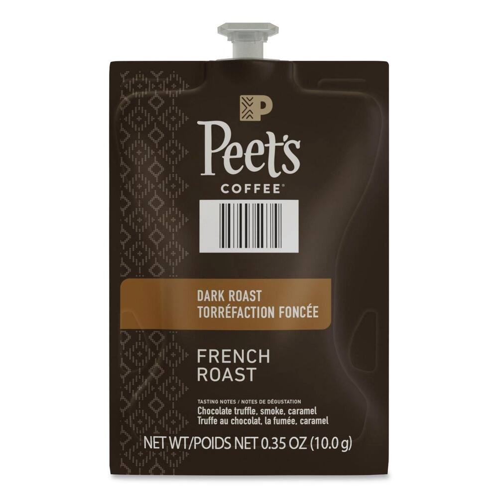 Peet's Coffee Dark Roast Torréfaction Foncée French Roast  
Tasting Notes / Notes de dégustation: Chocolate truffle, smoke, caramel  
Truffe au chocolat, la fumée, caramel  
Net WT/Poids Net 0.35 OZ (10.0 g)