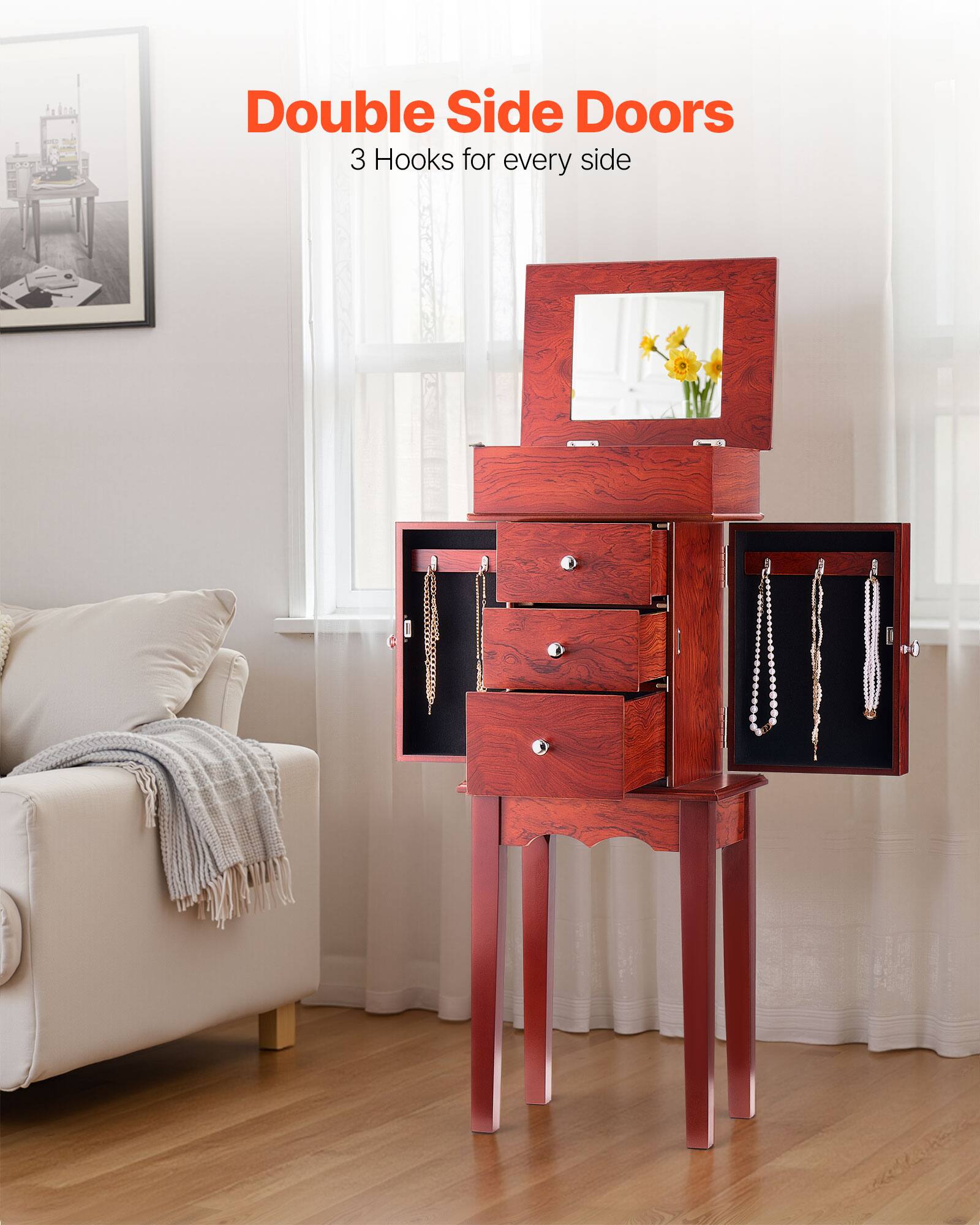 Double Side Doors  
3 Hooks for every side