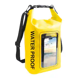 Equipd - IP68 Waterproof 5L Dry Bag Backpack w/ Phone Pouch for Travel, Swimming, Boating, Kayaking, Camping, Beach & Fishing - Yellow
