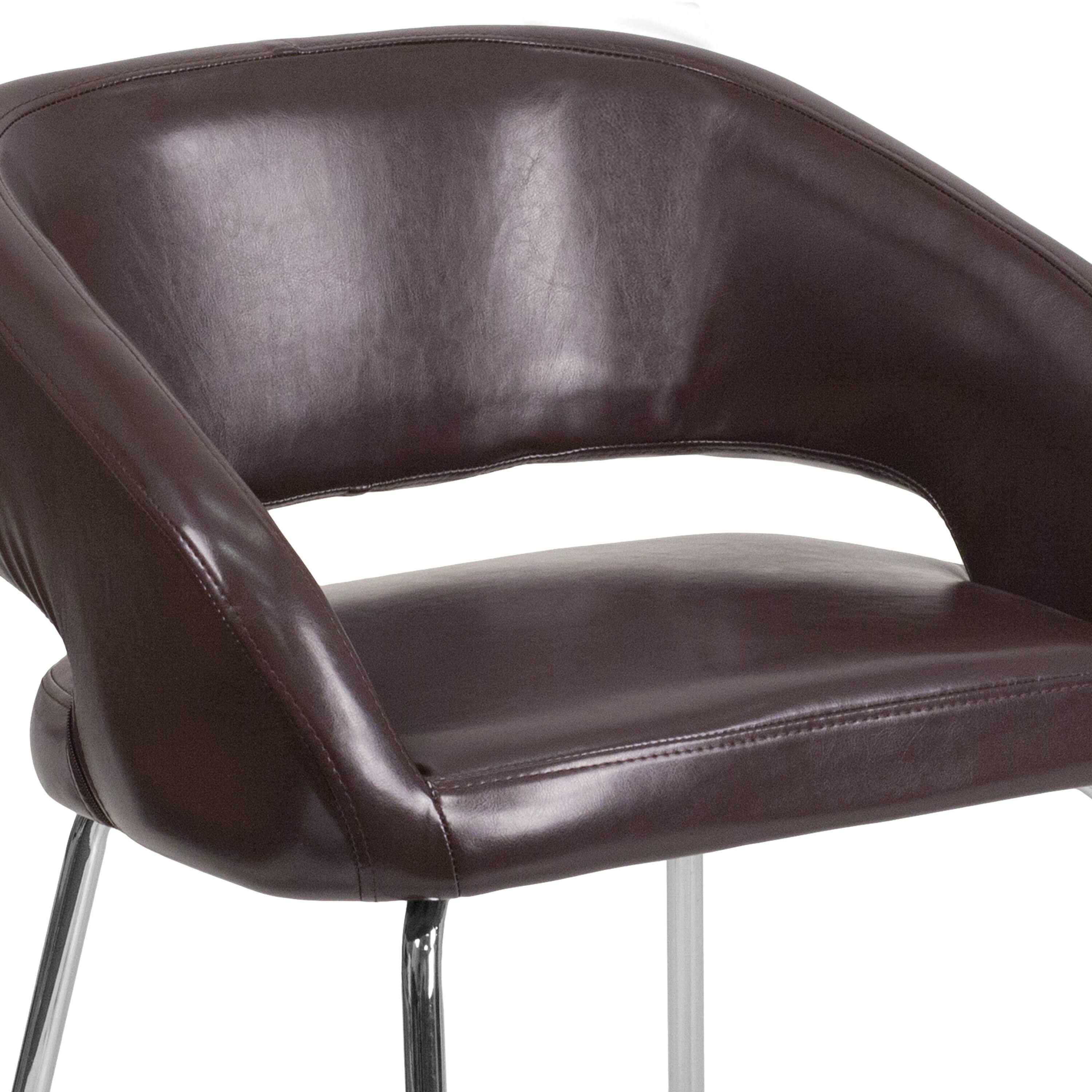 Alt View 8. Emma + Oliver - Contemporary LeatherSoft Side Reception Chair - Brown.