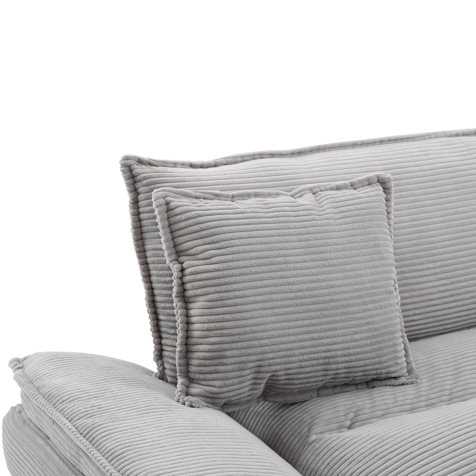 Alt View 7. Tiramisubest - Corduroy Couch Loveseat Sofa with Pillows,Comfy Upholstered Deep Seat Sofa for Bedroom,Living Room,Office-Light Grey - LIGHT GREY.