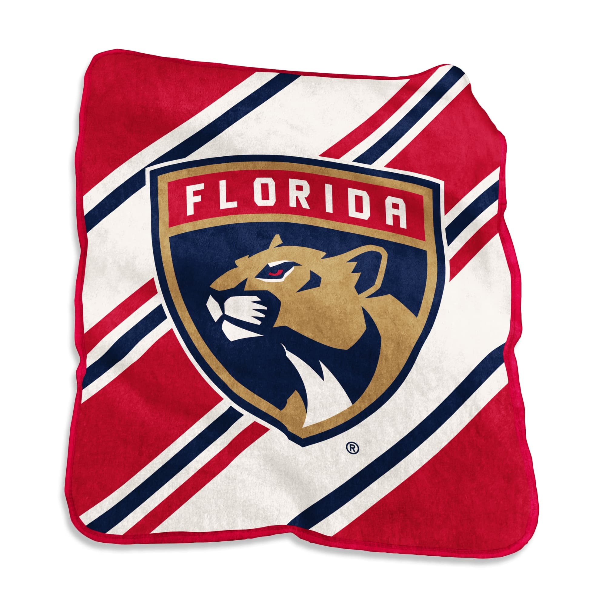 Logo Brands - Florida Panthers Raschel Stripe Throw Blanket - Multicolor