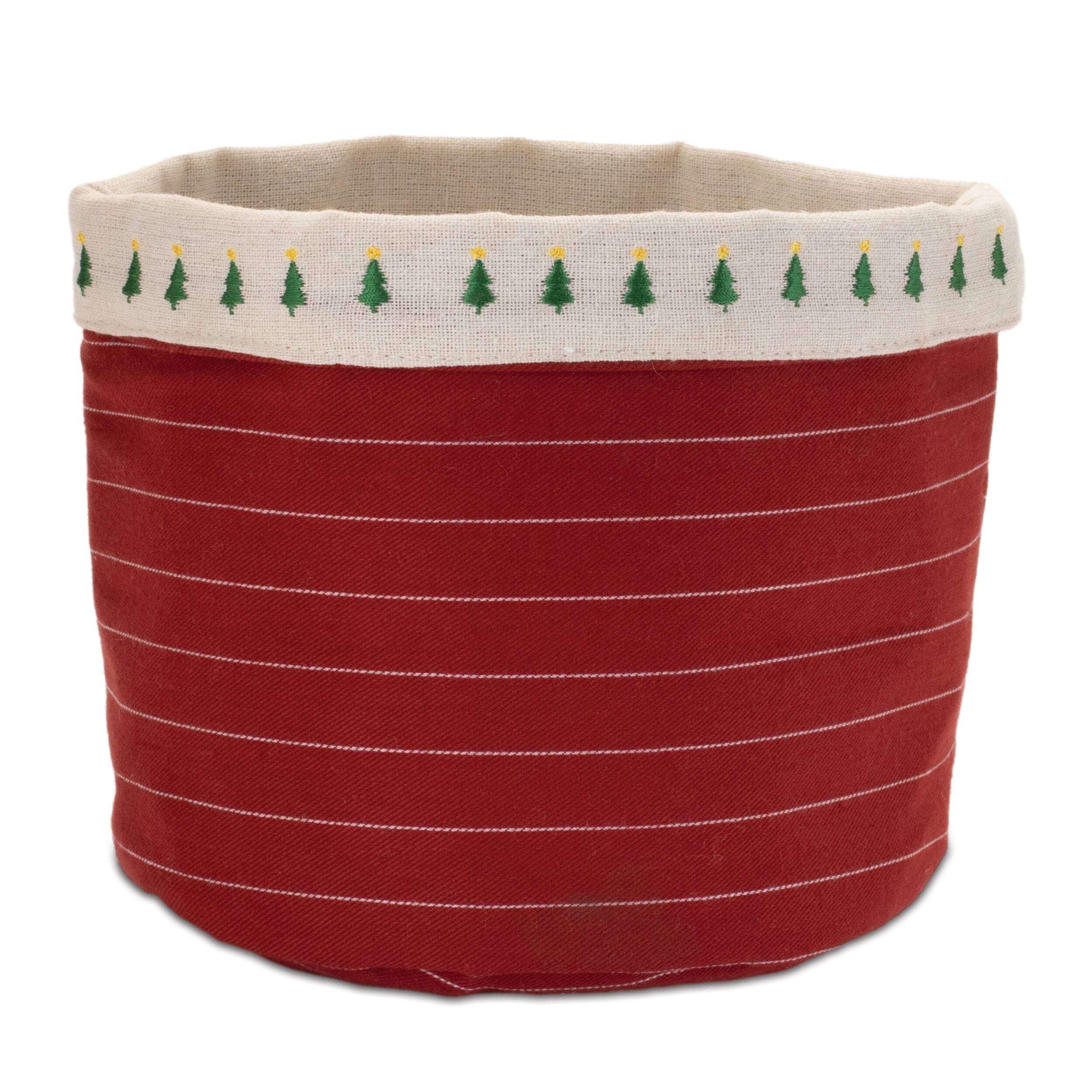 Angle. BreeBe - Fabric Pine Tree Pot Cover (Set of 2) - Red, White.