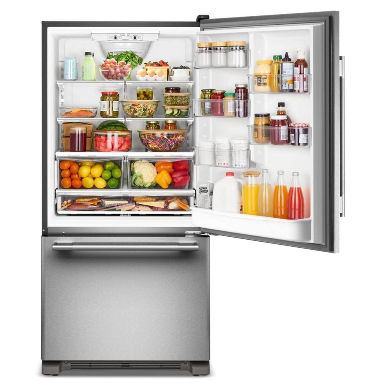 Alt View 1. KitchenAid - 22 Cu. Ft. 33-Inch Standard-Depth Bottom Mount Refrigerator with Right Door Swing - PrintShield Stainless.