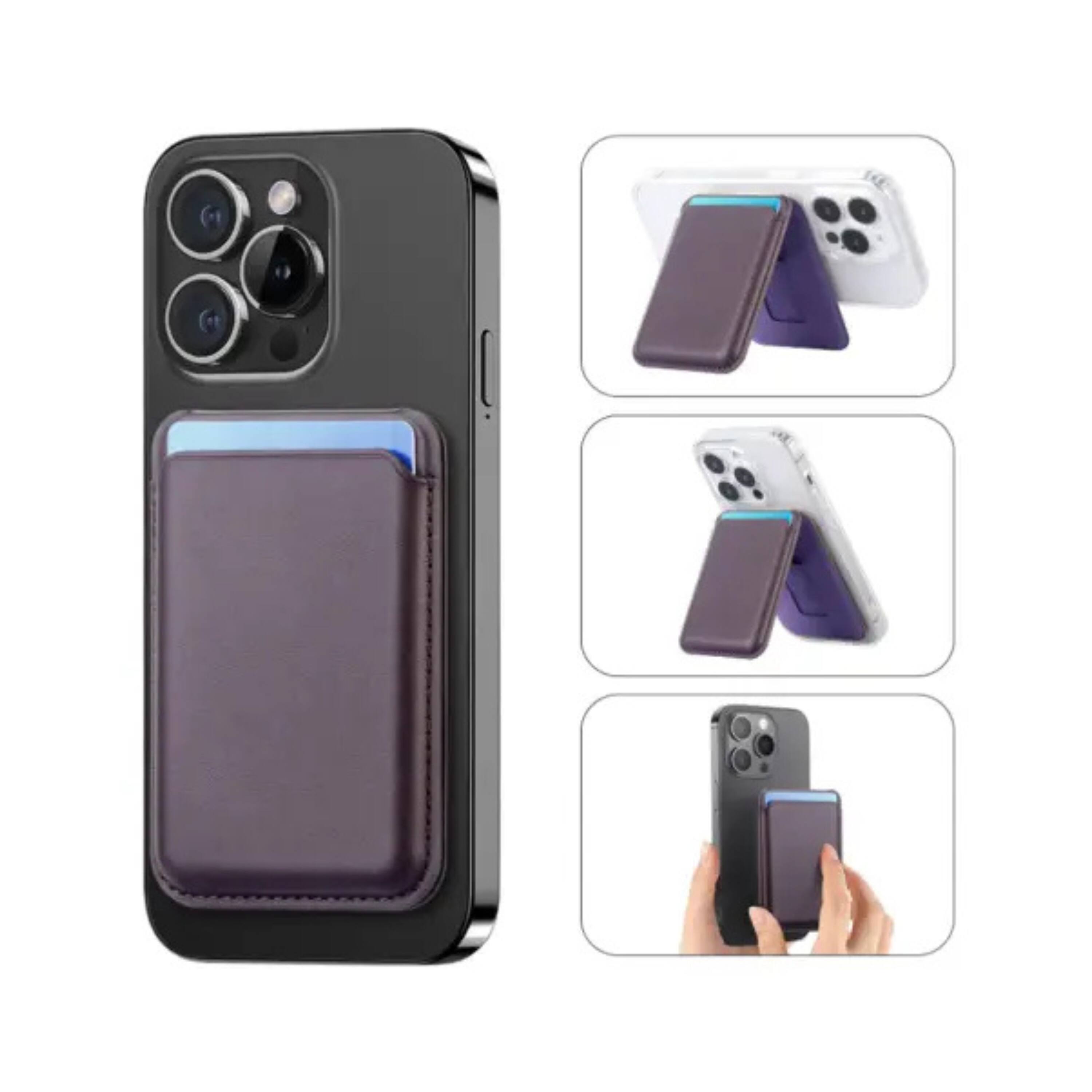 Left. Kitcheniva - Magnetic Back Wallet Card Holder for iPhone & Samsung Phones Brown - Brown.
