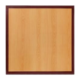 Emma + Oliver - 30" Square 2-Tone High-Gloss Resin Table Top with 2" Thick Drop-Lip - Cherry/Mahogany