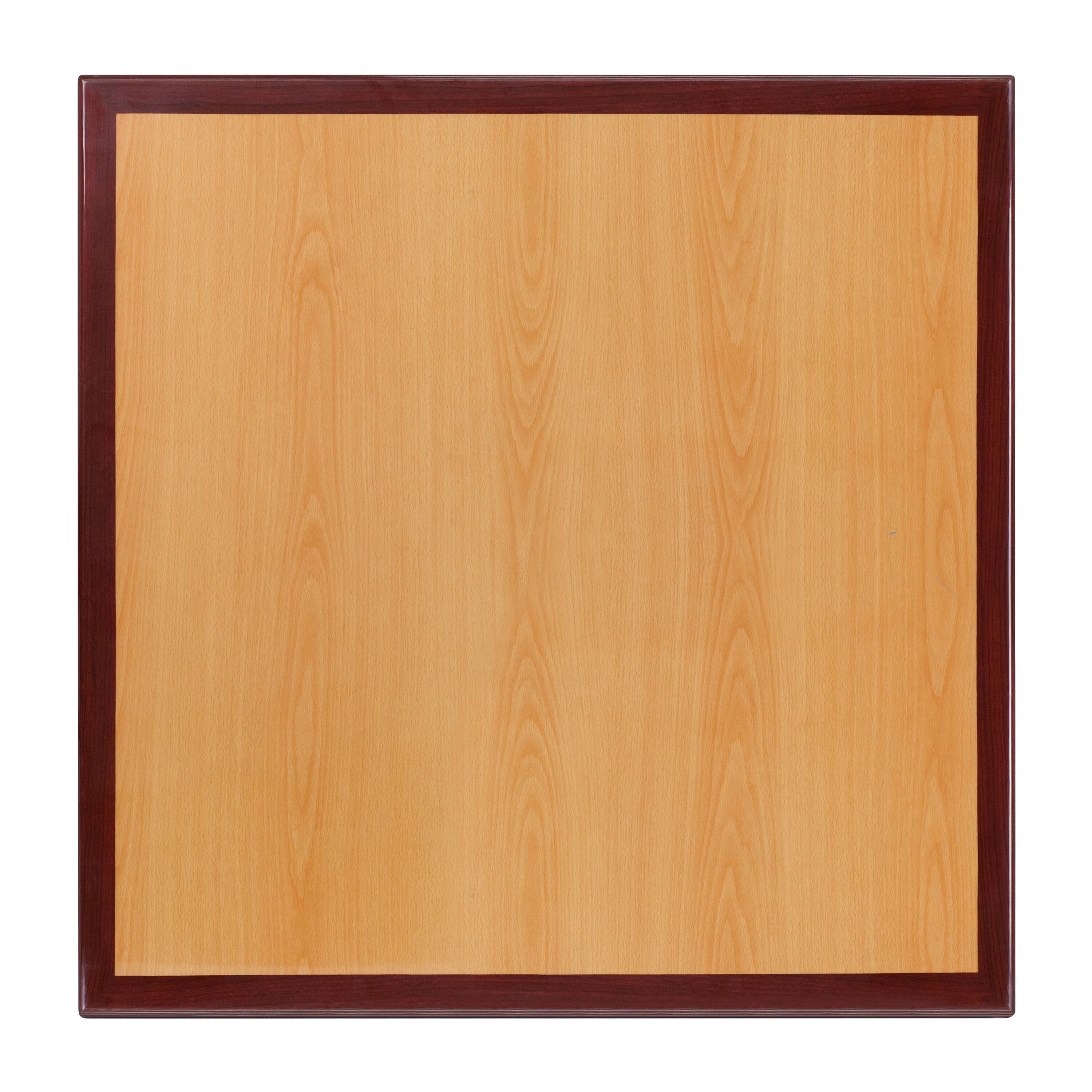 Front. Emma + Oliver - 30" Square 2-Tone High-Gloss Resin Table Top with 2" Thick Drop-Lip - Cherry/Mahogany.