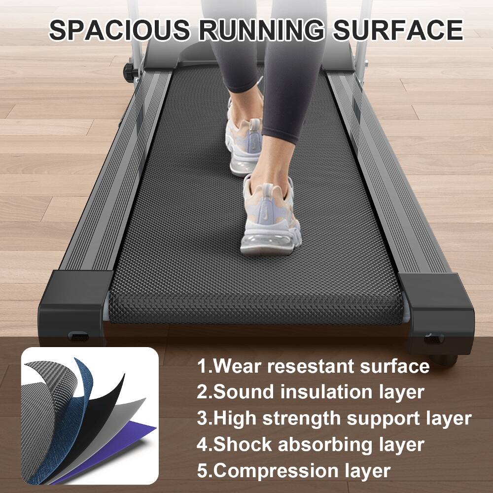 SPACIOUS RUNNING SURFACE

1. Wear resistant surface
2. Sound insulation layer
3. High strength support layer
4. Shock absorbing layer
5. Compression layer