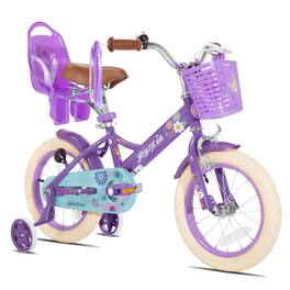 JOYSTAR - Little Daisy 14" Kids Bike for Girls Boys Ages 3-5, Children's Bicycle with Doll Seat & Streamers - Purple