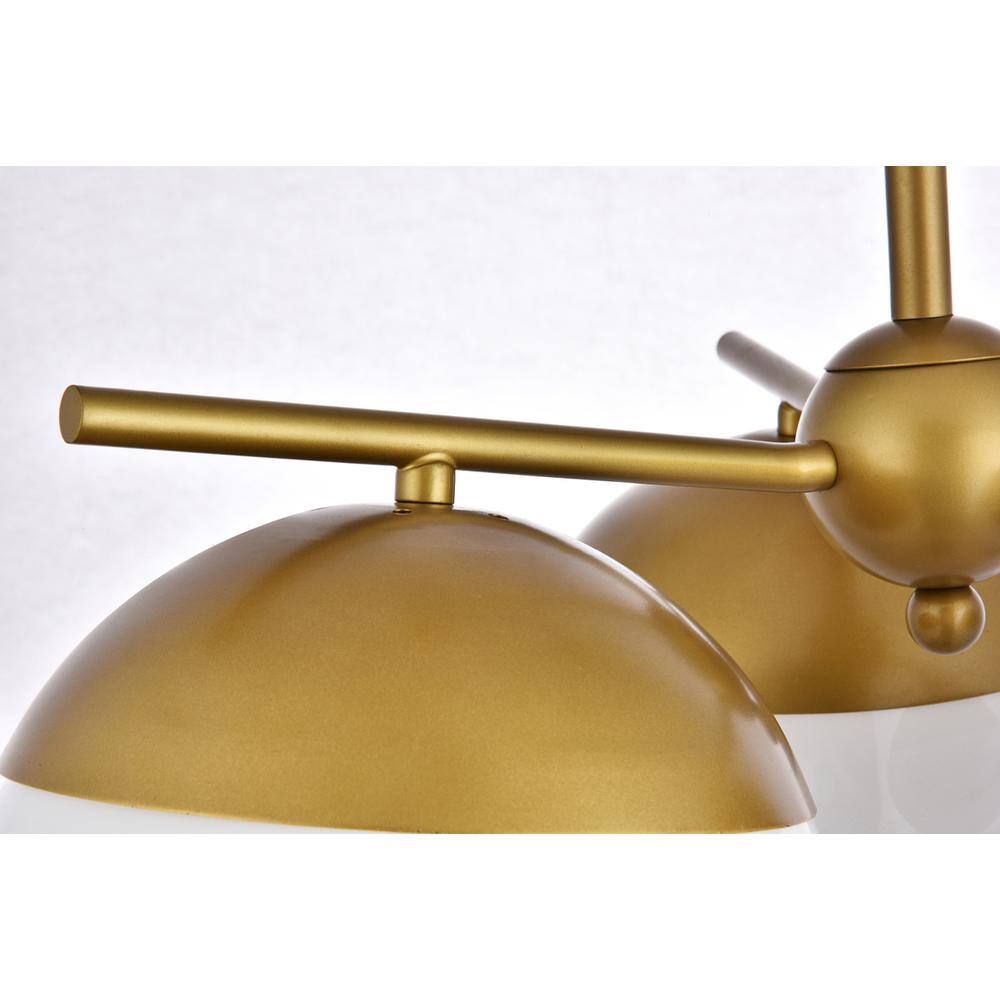 Alt View 1. Living District - Eclipse 3 Lights Brass Pendant With Frosted White Glass - Brass And Frosted White.